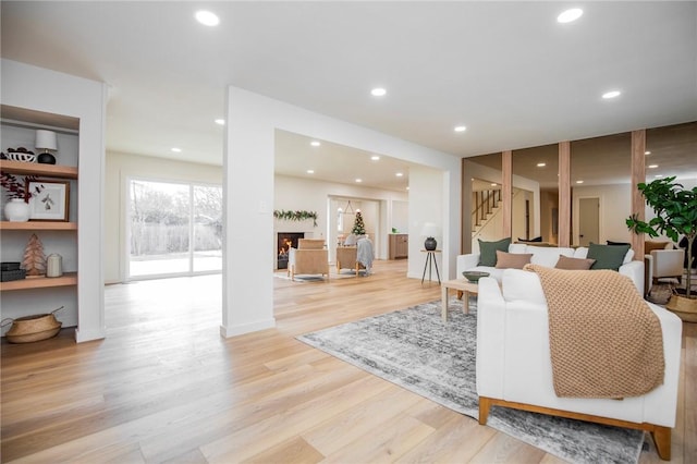 living room featuring light hardwood / wood-style flooring