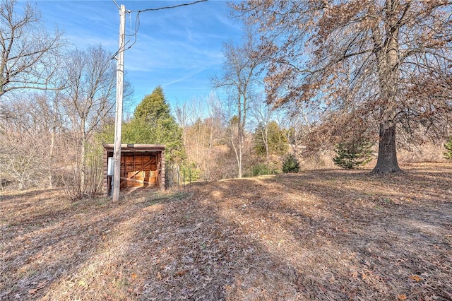 view of yard with an outbuilding