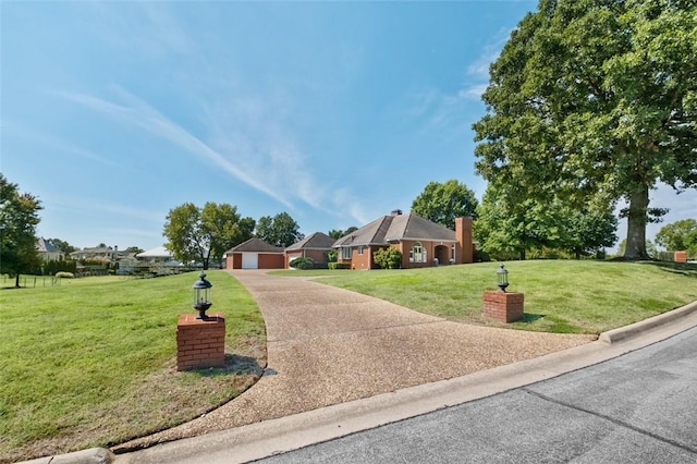 view of front of property with a front lawn