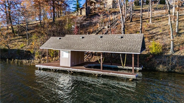 view of dock featuring a water view