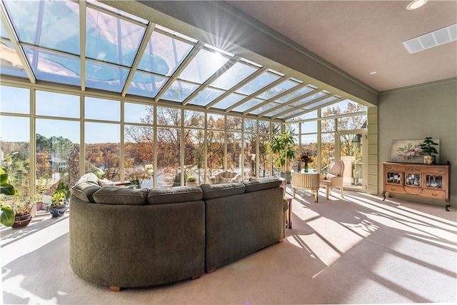 sunroom / solarium with vaulted ceiling