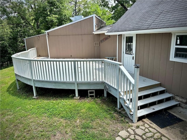 426 Van Buren, Eureka Springs, AR 72632 - wooden deck featuring a lawn