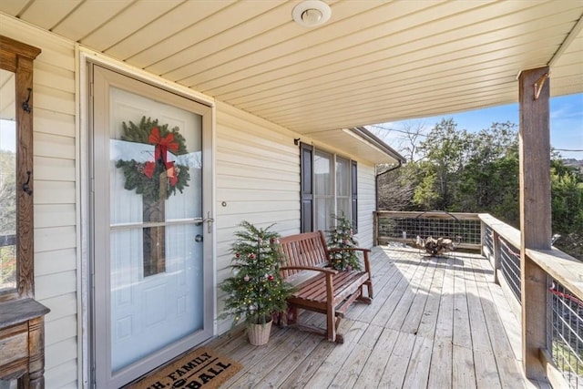 deck featuring covered porch