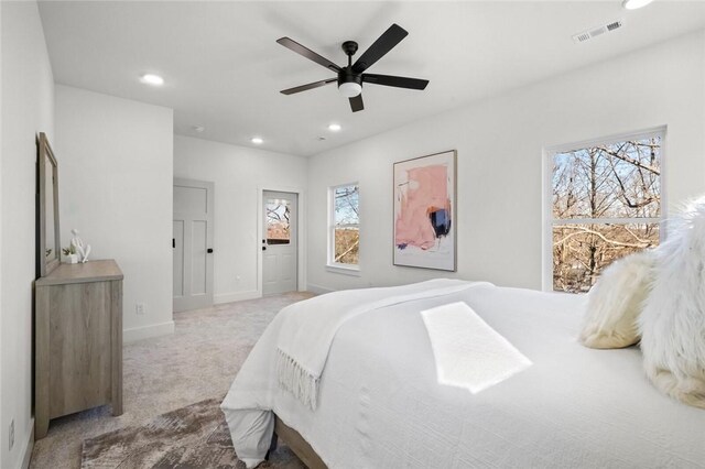 8893 Williams Rd, Rogers, AR 72756 - bedroom with carpet flooring, recessed lighting, and ceiling fan