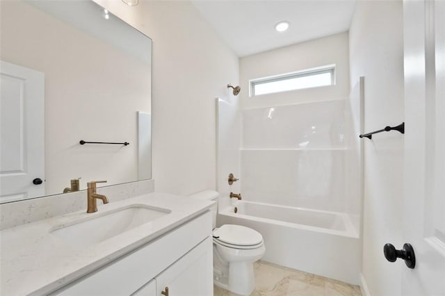 445 Fox Trl, Elm Springs, AR 72762 - bathroom featuring toilet, shower / tub combination, and vanity