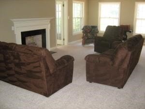 living room with light colored carpet