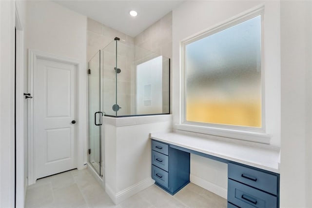435 Fox Trl, Elm Springs, AR 72762 - full bath with a shower stall, baseboards, and tile patterned flooring