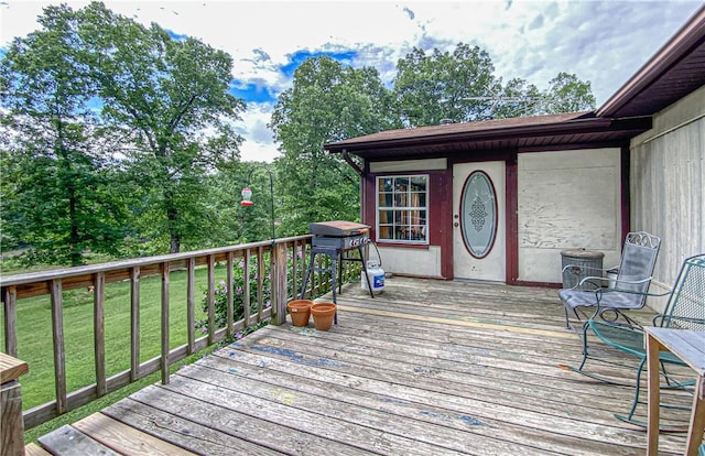 deck featuring grilling area