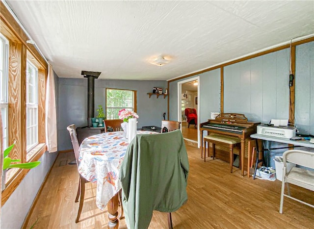 dining area with light hardwood / wood-style flooring