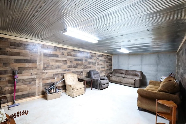 living room featuring concrete floors