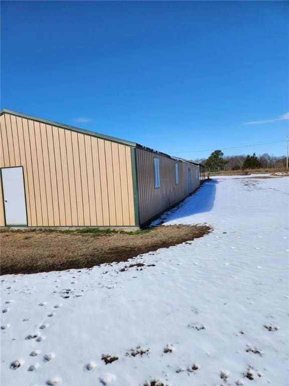 view of snow covered exterior