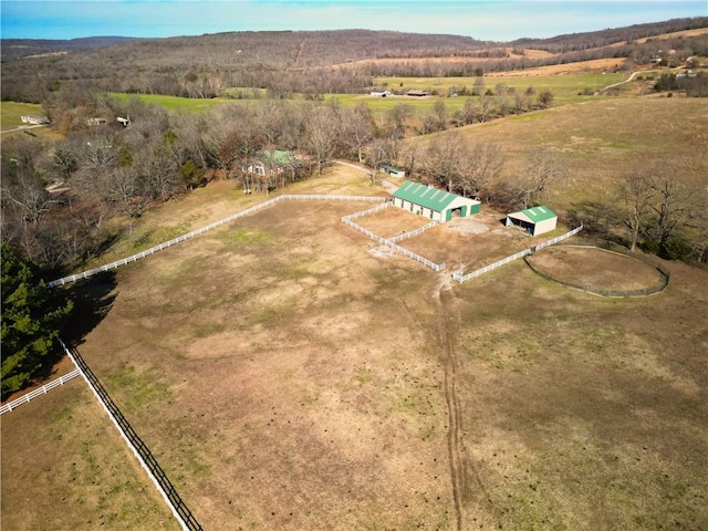 aerial view featuring a rural view