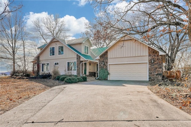 craftsman inspired home with a garage