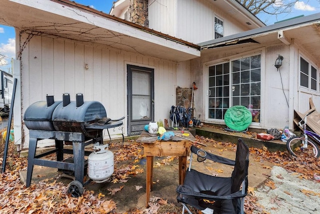 view of patio with a grill