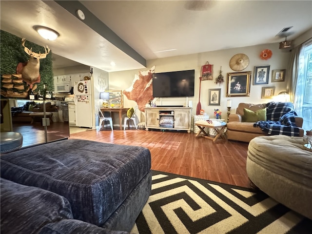 living room featuring wood-type flooring