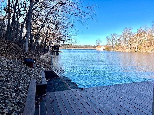 dock area featuring a water view