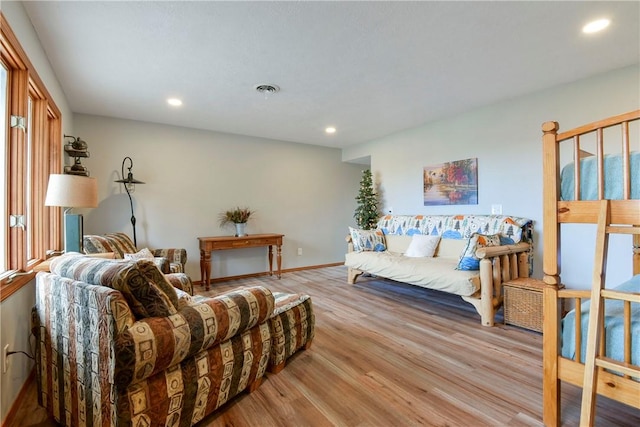 living room featuring light hardwood / wood-style flooring