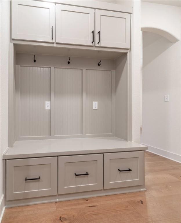 mudroom featuring light wood-type flooring