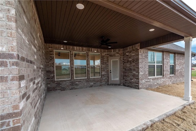 view of patio / terrace featuring ceiling fan