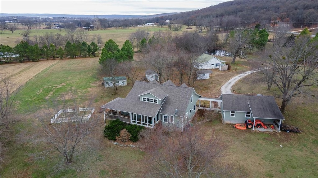 bird's eye view with a rural view