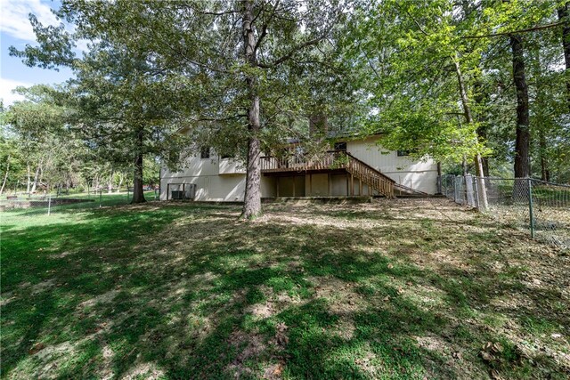 view of yard featuring a deck