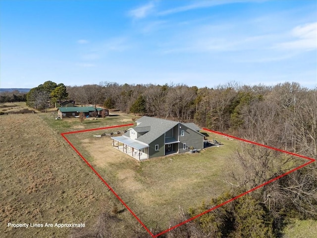 1395 County Road 403, Berryville, AR 72616 - aerial view of property and surrounding area with property parcel outlined and a forest