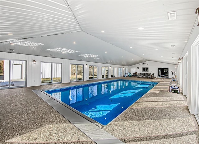 view of pool with ceiling fan