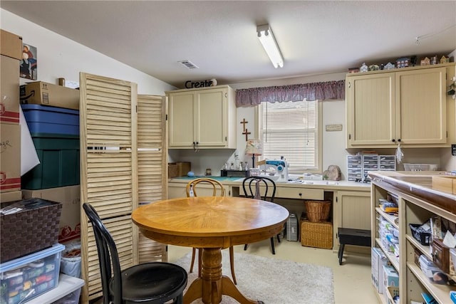 kitchen with lofted ceiling