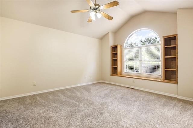 3 Barrhead Ln, Bella Vista, AR 72715 - carpeted spare room with lofted ceiling, baseboards, and a ceiling fan