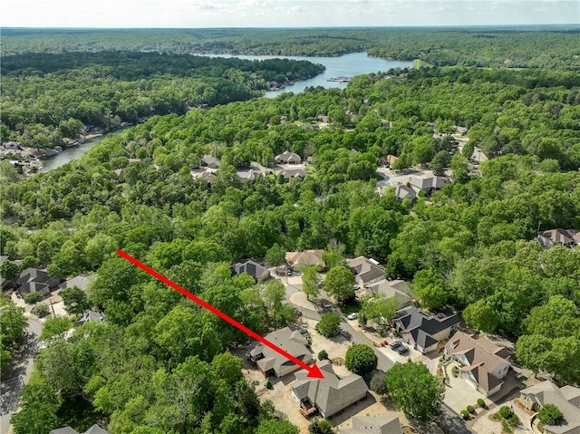 3 Barrhead Ln, Bella Vista, AR 72715 - drone / aerial view with a wooded view, a water view, and a residential view