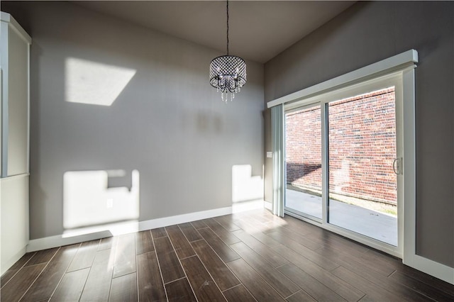 interior space with a chandelier