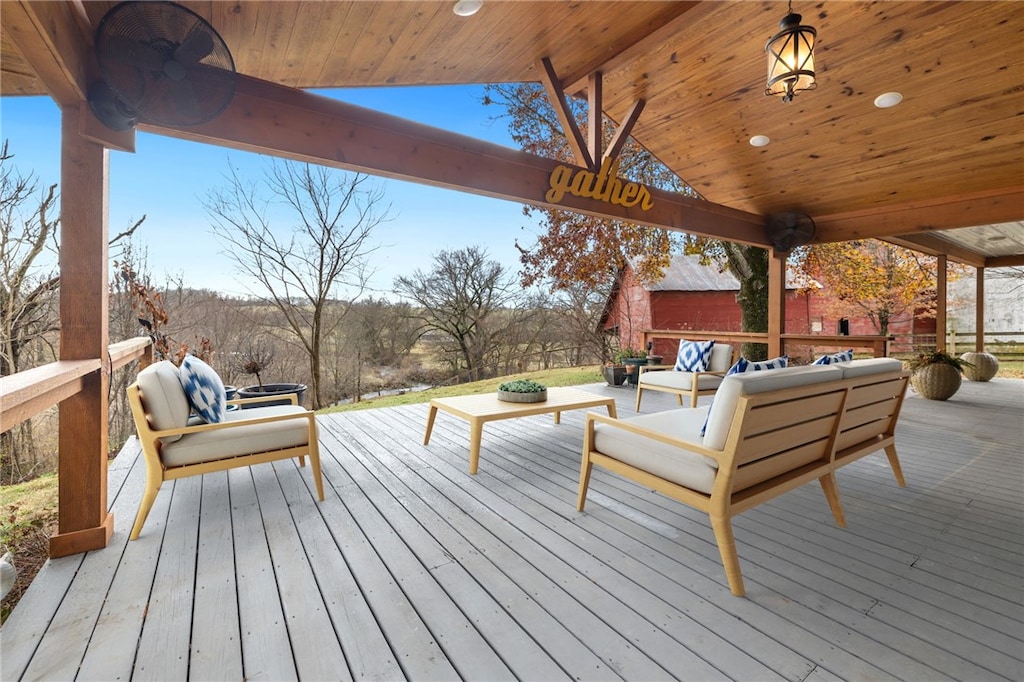 deck featuring an outdoor living space