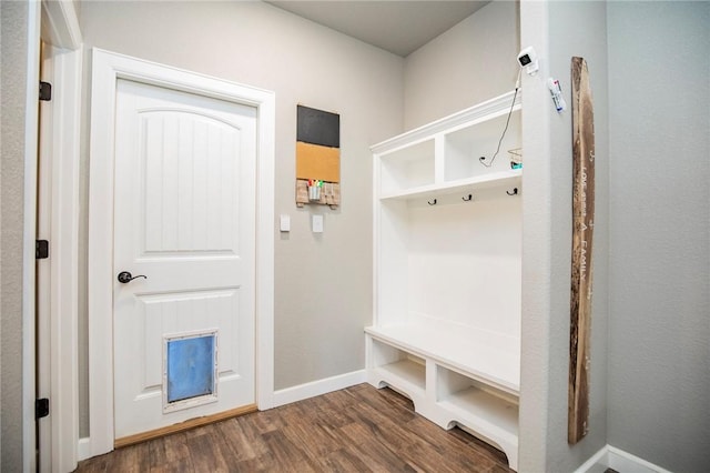 mudroom featuring dark hardwood / wood-style flooring