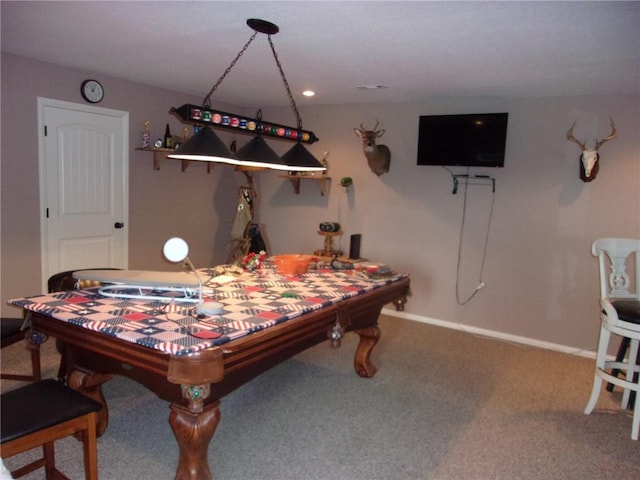 game room with carpet flooring