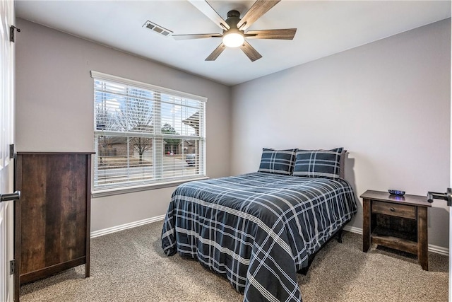 bedroom with carpet and ceiling fan