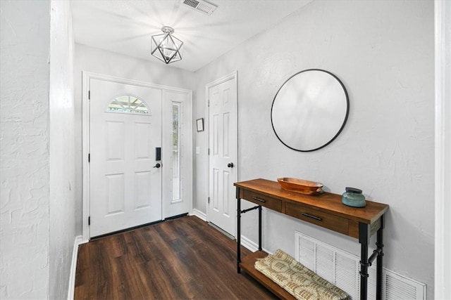 entrance foyer featuring dark wood-type flooring