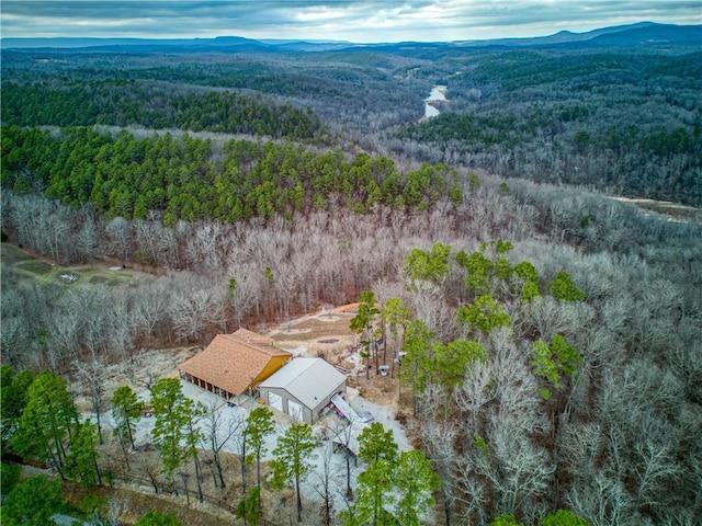 bird's eye view with a mountain view