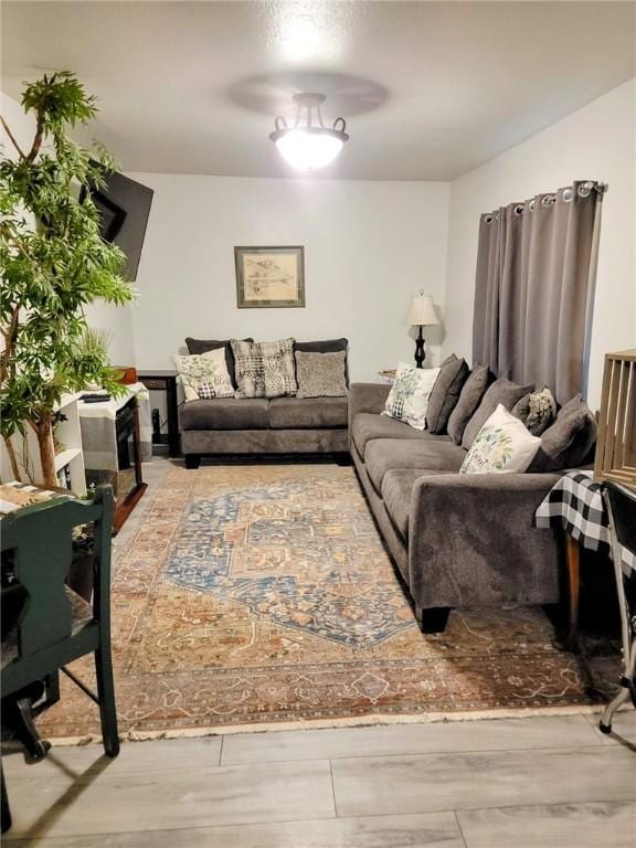 living room with hardwood / wood-style floors