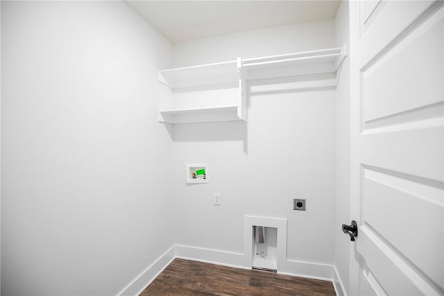 laundry area featuring dark wood-type flooring, hookup for an electric dryer, and hookup for a washing machine