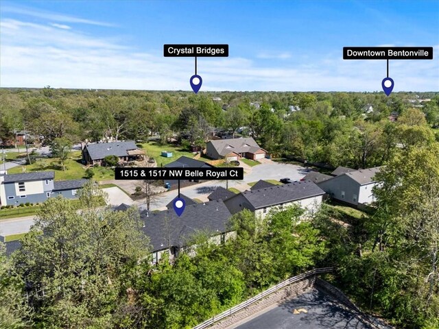 1515/1517 Belle Royal Ct, Bentonville, AR 72712 - aerial view of property's location with a forest