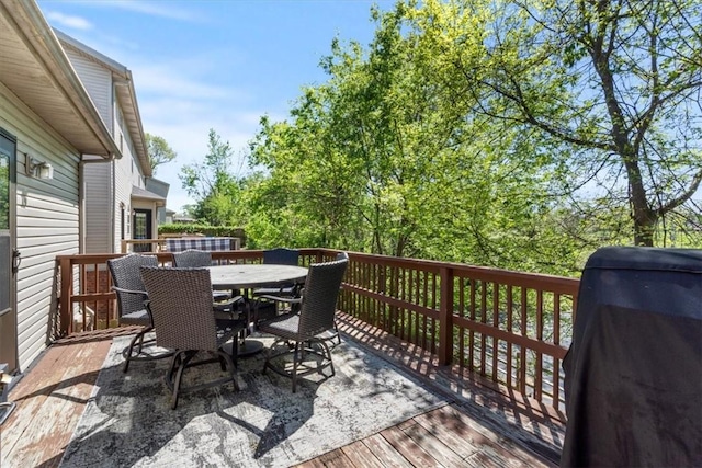 1515/1517 Belle Royal Ct, Bentonville, AR 72712 - wooden terrace featuring outdoor dining area