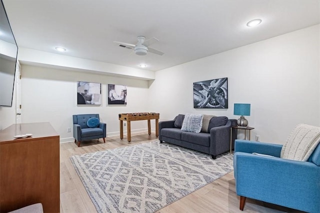 1515/1517 Belle Royal Ct, Bentonville, AR 72712 - living area with ceiling fan, light wood-type flooring, recessed lighting, and baseboards