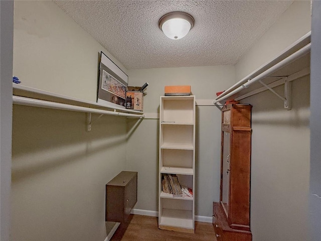 walk in closet with hardwood / wood-style floors