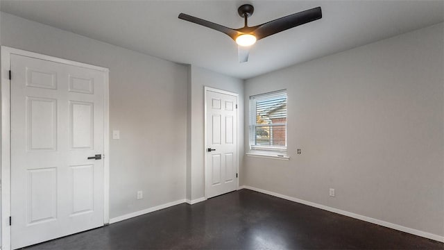 unfurnished bedroom with ceiling fan