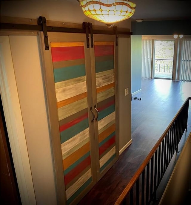 hallway with a barn door