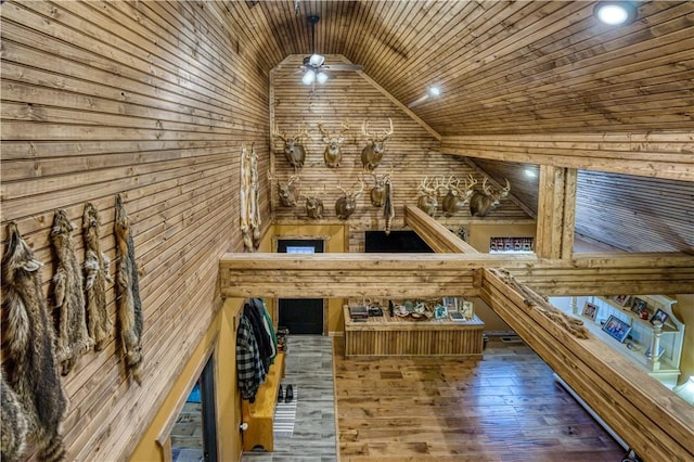 view of sauna with hardwood / wood-style flooring