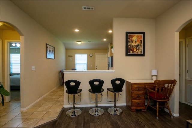 dining room with light tile patterned floors