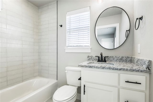 full bathroom with vanity, shower / bathing tub combination, and toilet