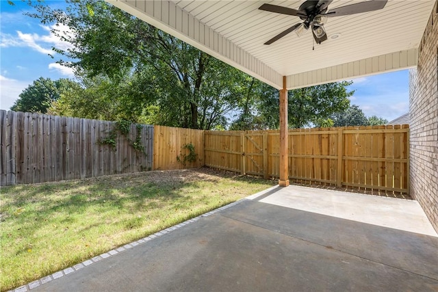 view of patio / terrace featuring ceiling fan