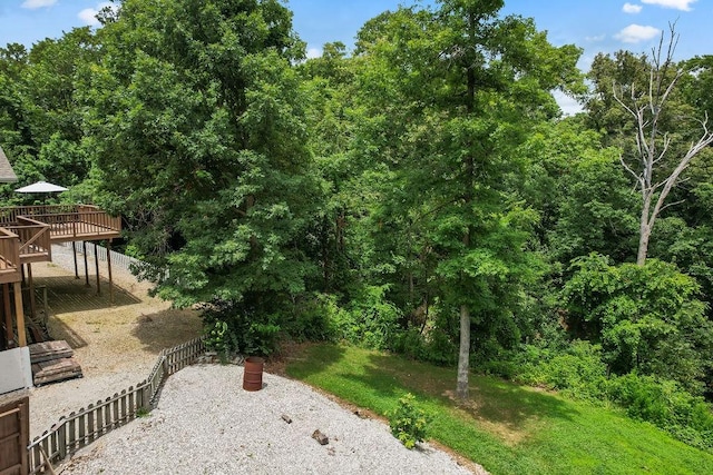 view of yard with a deck